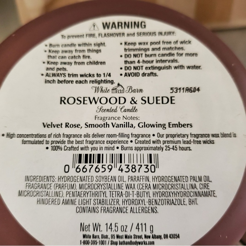 Bath & Body Works Rosewood & Suede 3-wick Candle Lot of 2 - Picture 2 of 2